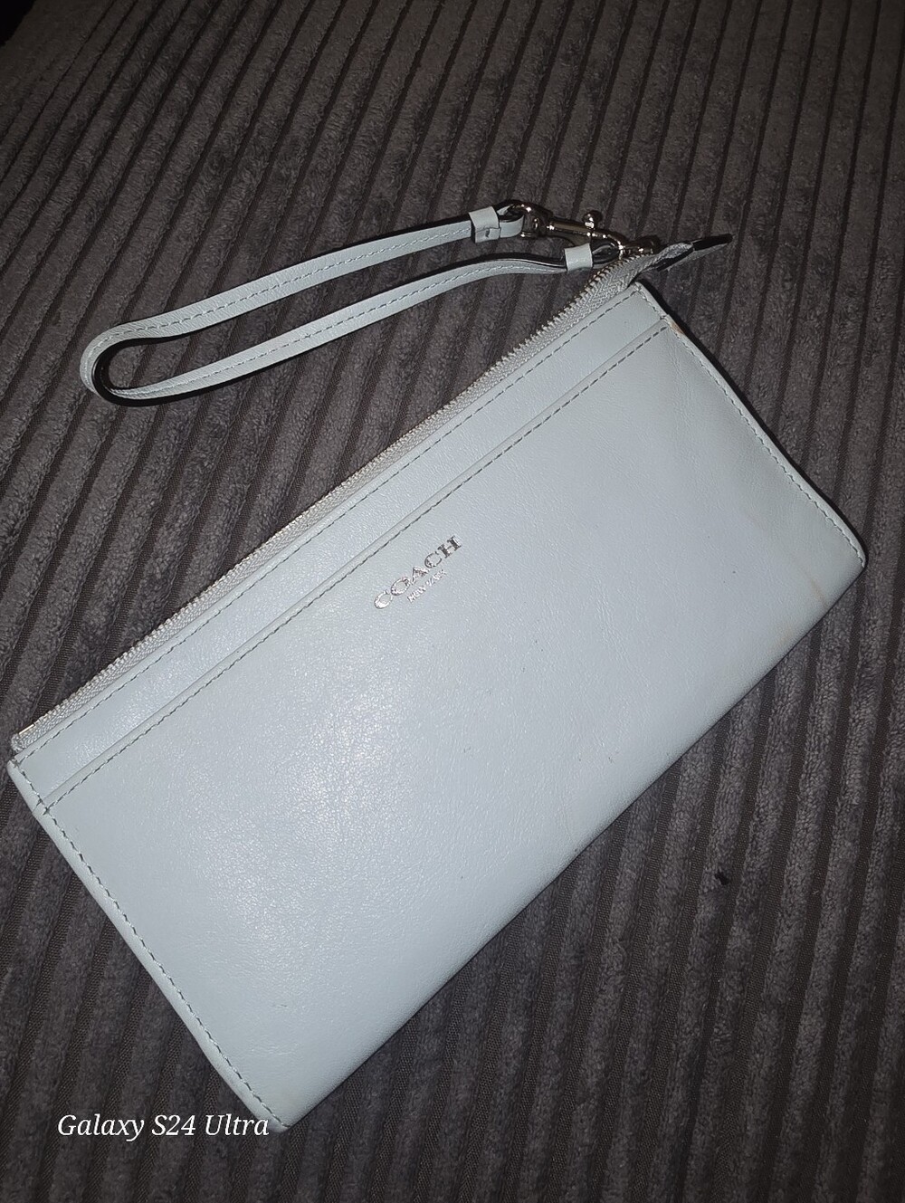 Coach Blue Leather Wallet Wristlet
